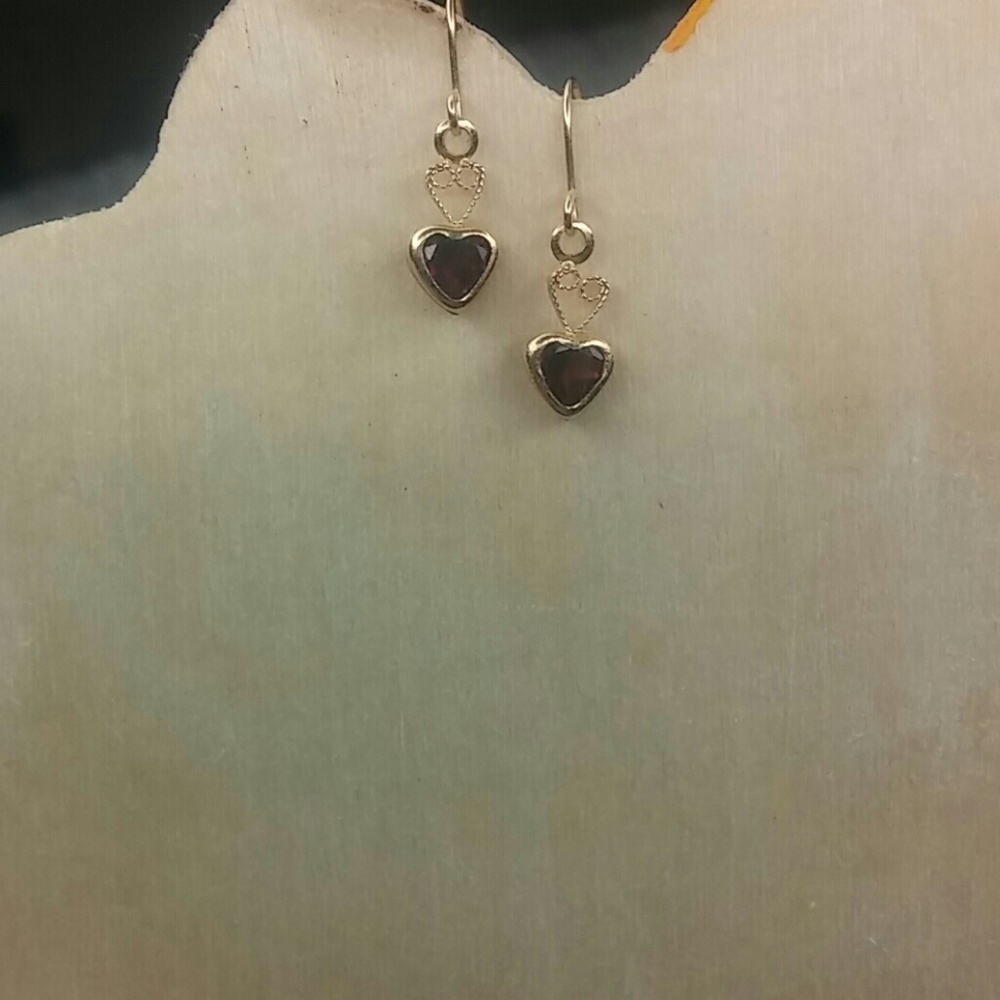 Small real gold drop earring created ruby - Picture 5 of 5